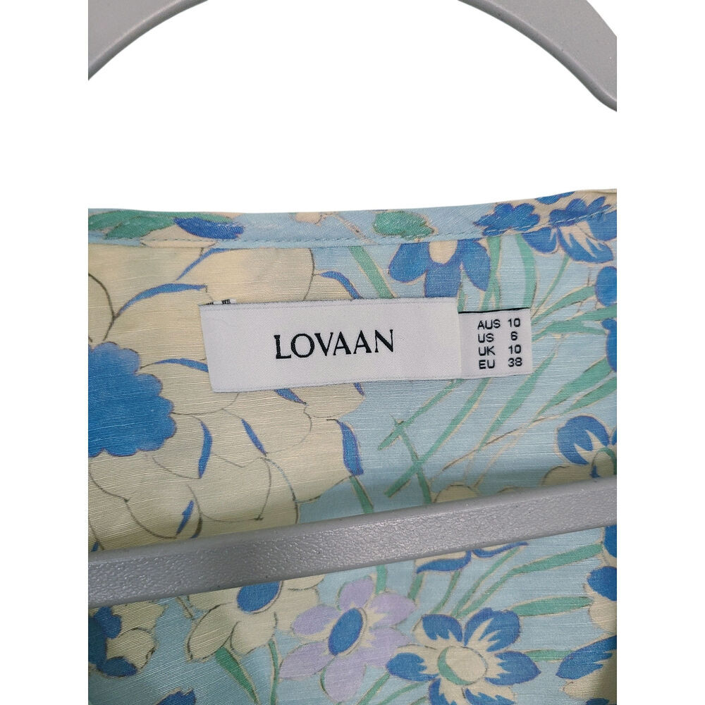 Anthropologie Lovaan Adeline Floral Linen Silk Blend Mini Dress Size US 6 - Picture 4 of 9